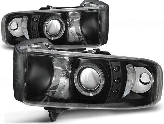 Koplampen DODGE RAM 94-01 ANGEL EYES ZWART, Auto-onderdelen, Verlichting, Nieuw, Ophalen of Verzenden