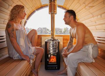 Barrel Sauna houtgestookt of elecktrische buitensauna, Ophalen of Verzenden, Complete sauna