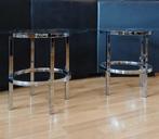 Set bijzettafels (2) - Metaal, Chroom, Glas
