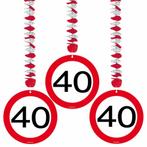 Hangdecoratie 40 Jaar Verkeersbord 75cm 3st, Hobby en Vrije tijd, Verzenden, Nieuw