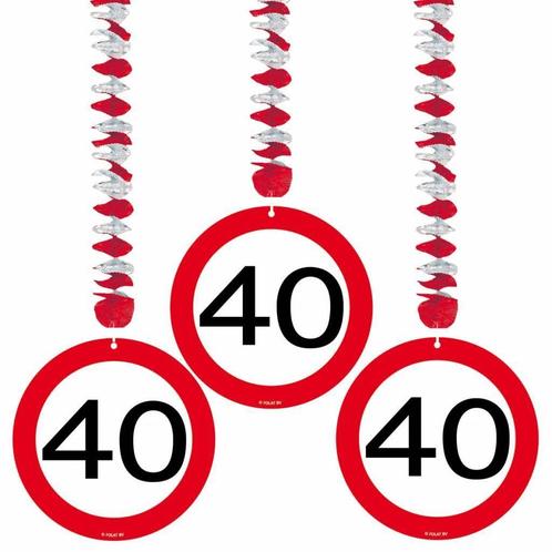 Hangdecoratie 40 Jaar Verkeersbord 75cm 3st, Hobby en Vrije tijd, Feestartikelen, Nieuw, Verzenden