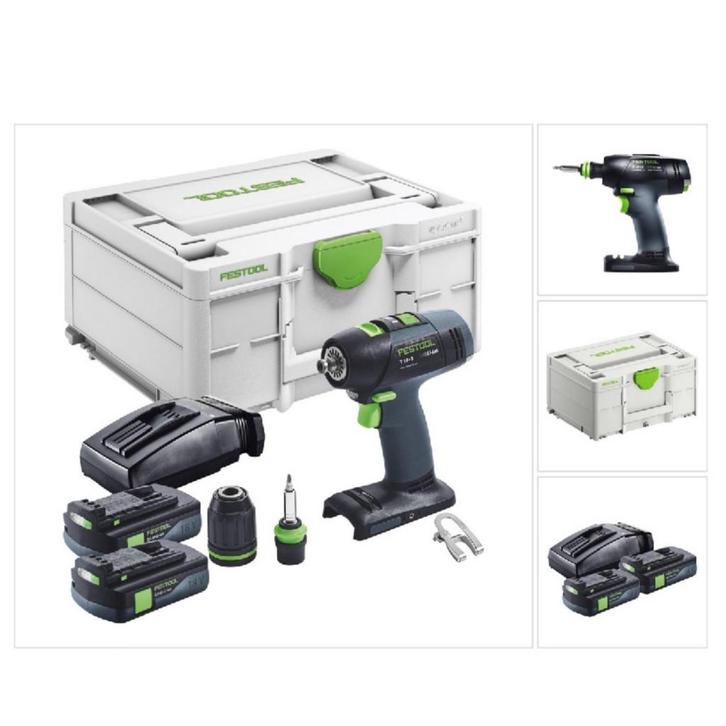 Festool Boor/Schroefmachine T 18+3 Incl. 2 Accus en Lader |, Bricolage & Construction, Outillage | Foreuses, Enlèvement ou Envoi