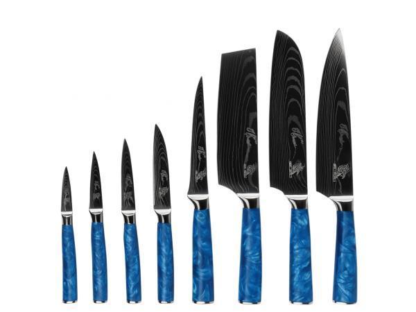 Veiling - Messerhai 8dlg Messenset RVS 15° Aoi Blue Edit., Huis en Inrichting, Keuken | Keukenbenodigdheden