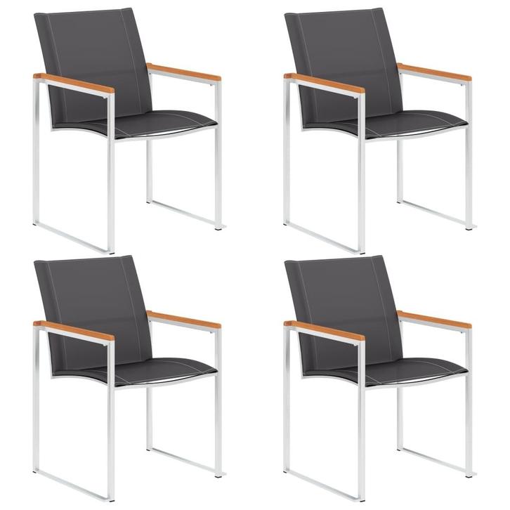 vidaXL Tuinstoelen 4 st textileen en roestvrij staal grijs, Tuin en Terras, Tuinstoelen, Nieuw, Verzenden
