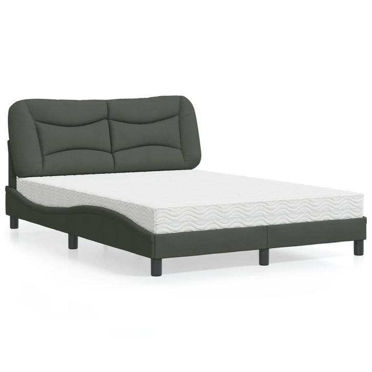 vidaXL Bed met matras Hvar stof donkergrijs 120x200 cm, Huis en Inrichting, Slaapkamer | Bedden, Nieuw, Verzenden