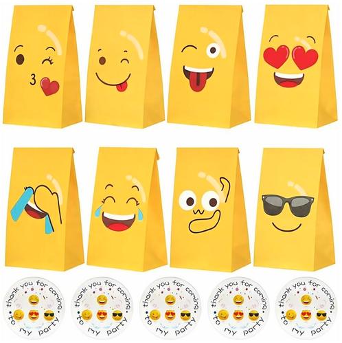 Fako Bijoux® - 24 Uitdeelzakjes + Stickers - Emoji / Smiley, Divers, Emballage cadeau, Envoi