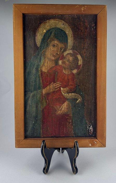 Scuola italo-maltese (XVIII) - Madonna con Bambino, Antiek en Kunst, Kunst | Schilderijen | Klassiek