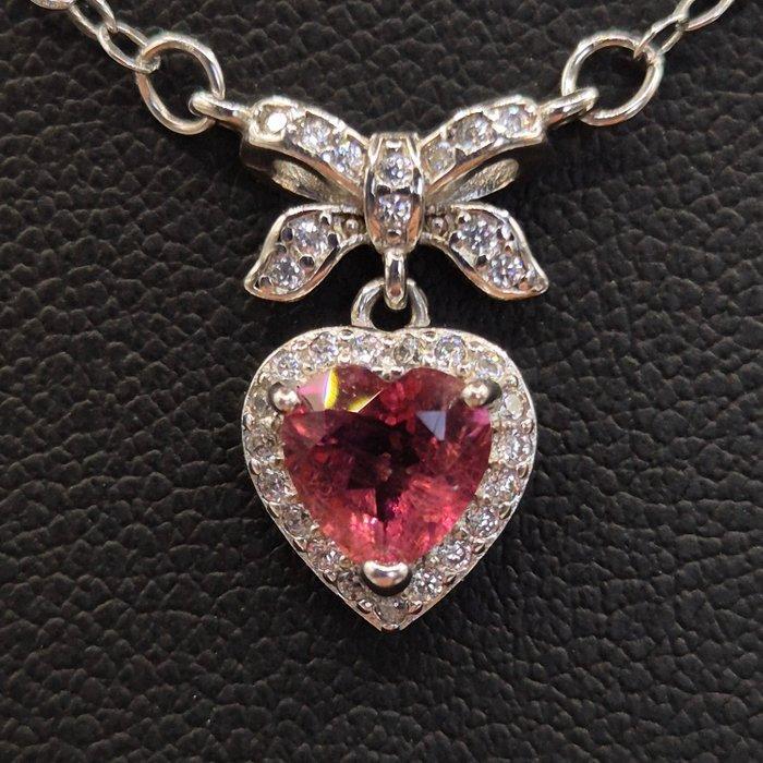 Toermalijn - Zilver, Uitstekende hartvormige toermalijn en, Handtassen en Accessoires, Antieke sieraden