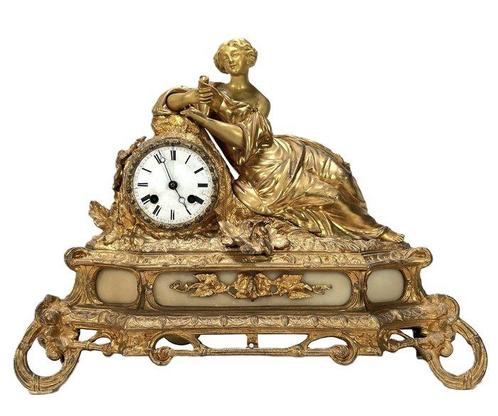 Commode klok  (3) -  Antiek Zinklegering - 1850-1900 -, Antiek en Kunst, Antiek | Klokken