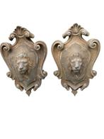 sculptuur, 2 fregi araldica - 30 cm - Steen