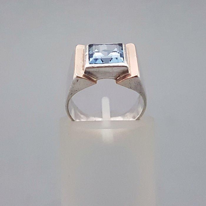 Zilver, Art Deco, Tankring, Blauwe spinel (Getest) - Ring, Antiek en Kunst, Kunst | Designobjecten