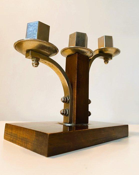 Kandelaar Kandelaar Art Déco met 3 kaarsen (2) - Hout,, Antiek en Kunst, Kunst | Designobjecten