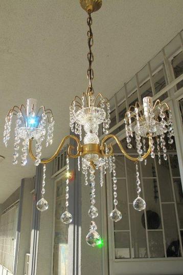 Lustre - Laiton doré - Lustre en cristal ancien