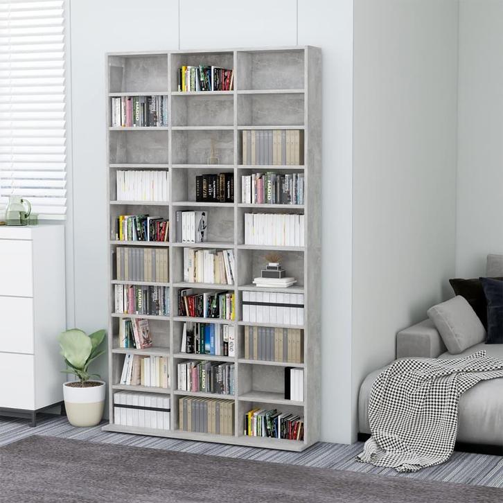 vidaXL Cd-kast 102x16x177,5 cm bewerkt hout betongrijs, Huis en Inrichting, Woonaccessoires | Cd- en Dvd-rekken, Nieuw, Verzenden