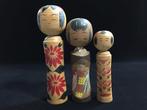 Set van 3 / Japanse vintage houten Kokeshi-pop (H: 15-21 cm)