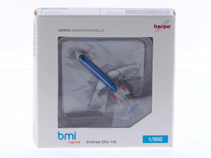 Schaal 1:500 Herpa 518079 Embraer ERJ-145 bmi regional Re..., Hobby en Vrije tijd, Modelbouw | Vliegtuigen en Helikopters, Zo goed als nieuw