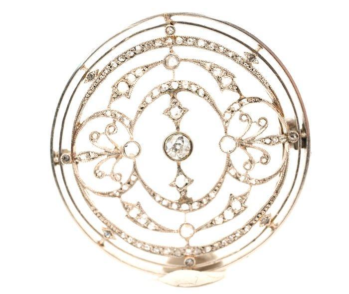 Broche Platina - Diamanten, Handtassen en Accessoires, Antieke sieraden