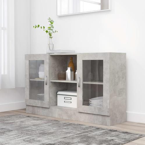 vidaXL Armoire à vitrine Gris béton 120x30,5x70 cm Bois, Maison & Meubles, Armoires | Dressoirs, Neuf, Envoi