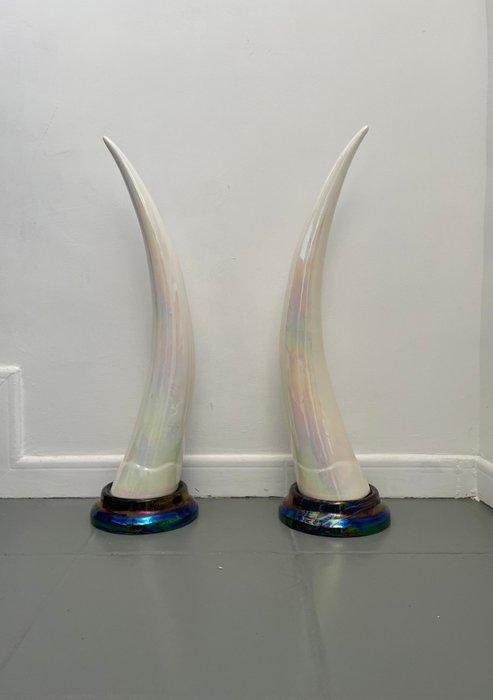 sculptuur, Elegante pareja de colmillo de elefante de, Maison & Meubles, Maison & Meubles | Autre