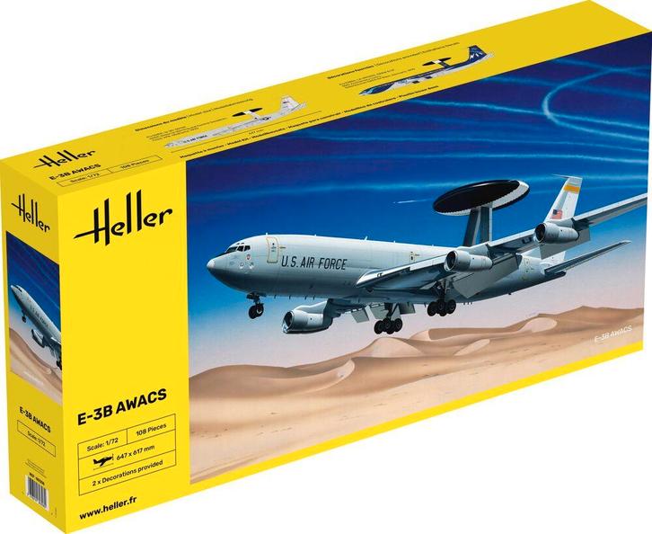 Heller 80308 E-3B Awacs Bouwpakket Schaal 1:72, Hobby en Vrije tijd, Modelbouw | Vliegtuigen en Helikopters, Nieuw, Overige merken