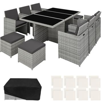 tectake Wicker zitgroep New York 6+4+1 met aluminium frame e, Verzenden