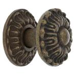 Deurknop bloem messing antiek 71mm, Nieuw, Overige materialen, Klink of Kruk