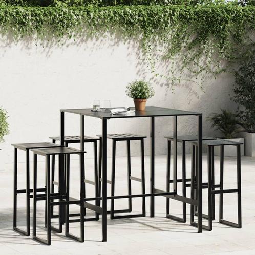 vidaXL 7-delige Tuinbarset gepoedercoat staal zwart, Tuin en Terras, Tuinsets en Loungesets, Nieuw, Verzenden