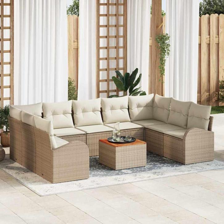 vidaXL Tuinbank Set 10 pcs Beige en wit, Tuin en Terras, Tuinsets en Loungesets, Nieuw, Verzenden