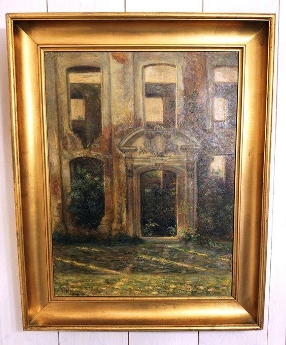 Danish School (XX) - Romantyczny dziedziniec z bram, Antiek en Kunst, Kunst | Schilderijen | Klassiek