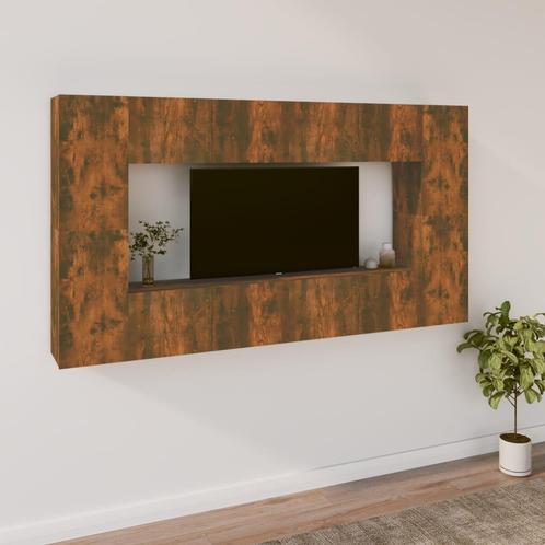 vidaXL 8-delige Tv-meubelset bewerkt hout gerookt, Maison & Meubles, Armoires | Mobilier de télévision, Envoi