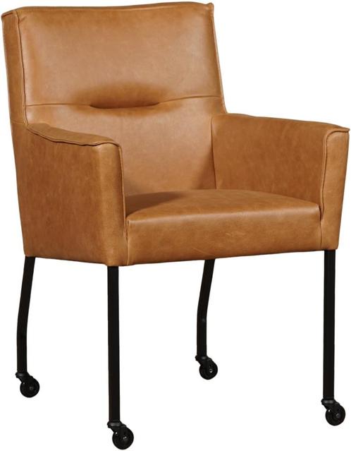 Cognac leren moderne eetkamerstoel - Vintage Leer Cognac, Huis en Inrichting, Stoelen, Overige kleuren, Eén, Nieuw, Leer, Ophalen of Verzenden