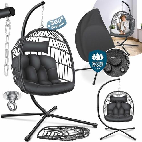 KESSER® Egg Hangstoel met Standaard - Tot 150kg - Antraciet, Huis en Inrichting, Overige Huis en Inrichting, Verzenden