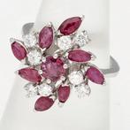 Bague - 18 carats Or blanc Diamant (Naturelle)  - Rubis, Handtassen en Accessoires, Nieuw