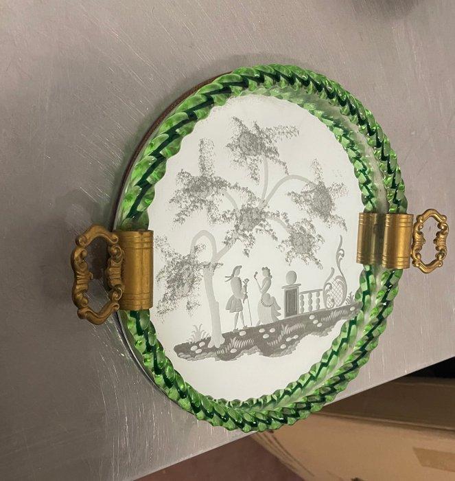 Decoratief dienblad - Italië - Murano glazen dienblad., Antiek en Kunst, Curiosa en Brocante