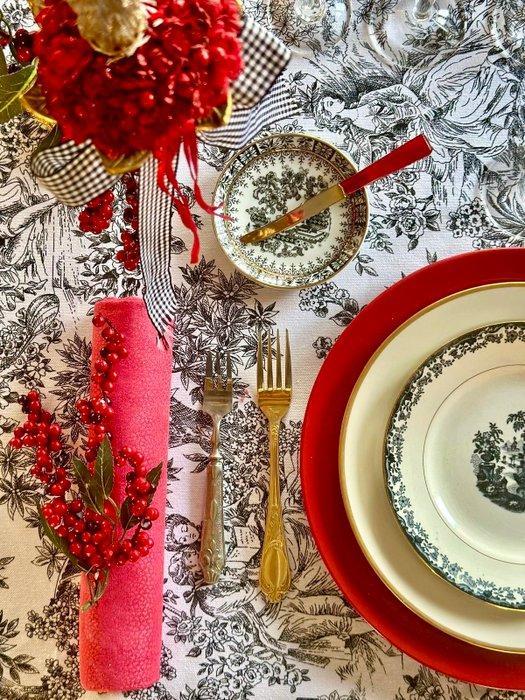 Exclusieve winterse toile de Jouy tafelkleed voor grote, Diversen, Kerst