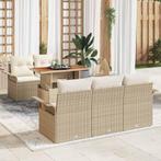 vidaXL Tuinbank Set met opslag 6 pcs Beige Poly rattan, Verzenden, Nieuw