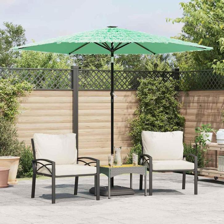 vidaXL Parasol met stalen paal 268x268x226 cm groen, Tuin en Terras, Parasols, Nieuw, Verzenden