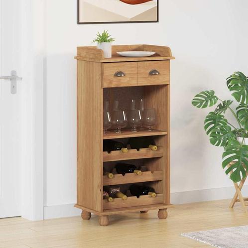 vidaXL Wijnkast ASKIM Bruin 57 x 37 x 114 cm Massief, Huis en Inrichting, Woonaccessoires | Wijnrekken, Nieuw, Verzenden