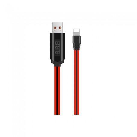 Hoco Lightning IPhone USB-kabel met LED-display Timer Rood, Télécoms, Télécommunications Autre, Envoi
