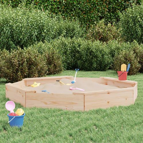 vidaXL Zandbak met bankjes achthoekig massief grenenhout, Kinderen en Baby's, Speelgoed | Buiten | Speeltoestellen, Nieuw, Verzenden