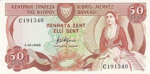 1983 Cyprus P 49a 50 Cents Unc, Timbres & Monnaies, Billets de banque | Europe | Billets non-euro, Envoi