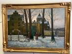 Pieter Stobbaerts (1865-1948) - Wintertafereel met kerk en, Antiek en Kunst