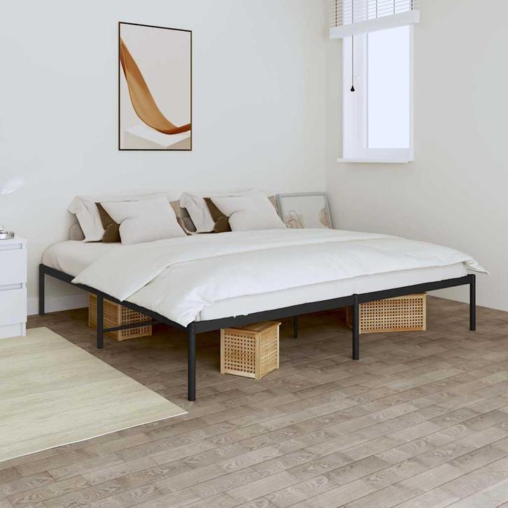 vidaXL Bedframe metaal zwart 180x200 cm, Huis en Inrichting, Slaapkamer | Bedden, Nieuw, Verzenden