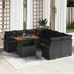 vidaXL Tuinbank Set met opslag 9 pcs Zwart Poly rattan, Verzenden, Nieuw