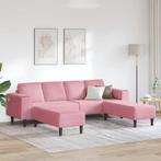 vidaXL Bankstel 3 pcs Roze Fluweel, Huis en Inrichting, Zetels | Zetels, Verzenden, Nieuw