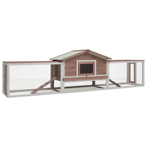 vidaXL Konijnenhok 310x70x87 cm massief grenen- en vurenhout, Dieren en Toebehoren, Knaagdieren en Konijnen | Hokken en Kooien