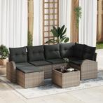 vidaXL 6-delige Ligbedset met Kussens Zwart Poly Rattan, Tuin en Terras, Verzenden, Nieuw