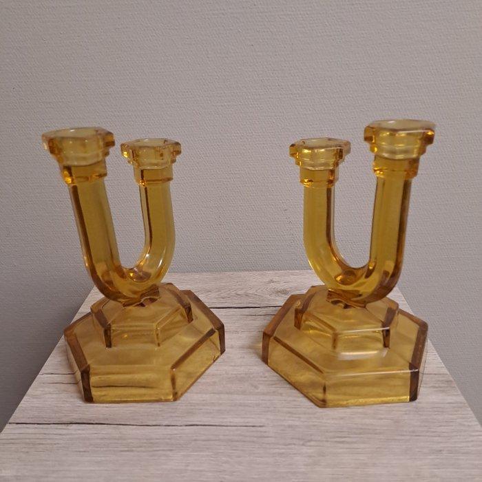 August walther & sohne - Kaarsenhouder (2) - Glas -, Antiek en Kunst, Kunst | Designobjecten