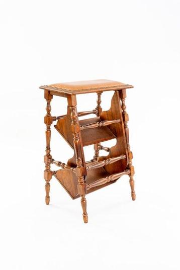Trapje - Leder, Walnoot, Antiek en Kunst