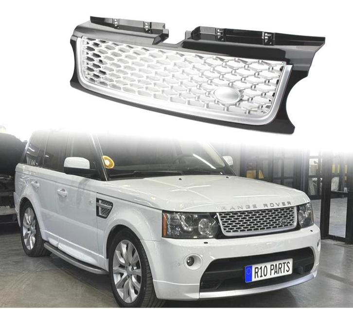 GRILLE POUR RANGE ROVER SPORT 10-13 NOIR BRILLANT ARGENT, Auto-onderdelen, Carrosserie, Verzenden